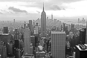 Misty New York City skyline